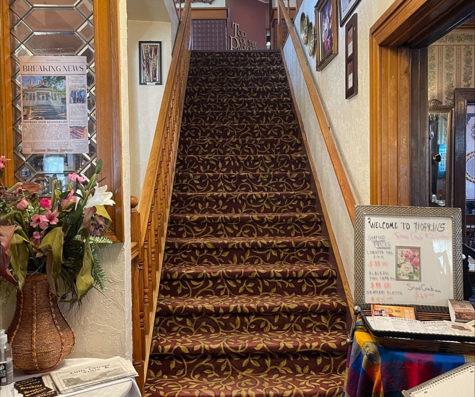 The grand staircase at the entry